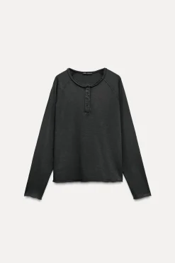 Discount CAMISETA ALGODÓN FLAMÉ EFECTO LAVADO Mujer Camisetas
