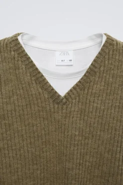 Niños ZARA 6 - 14 Años·Camisetas<CAMISETA COMBINADA TOP PUNTO