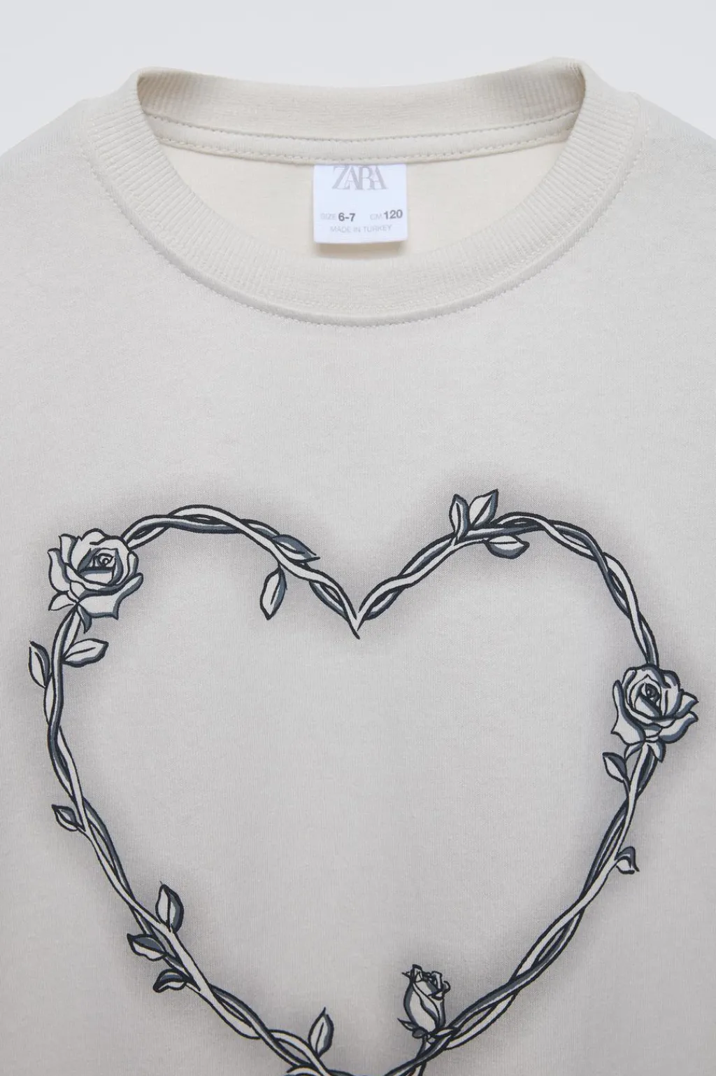 Niños ZARA 6 - 14 Años·Camisetas<CAMISETA CORAZÓN Y FLORES