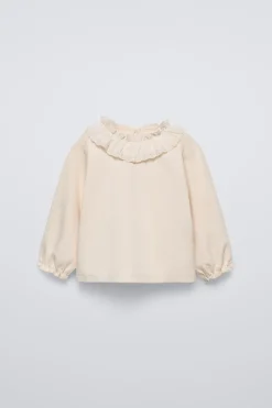 Niños ZARA 6 - 18 Meses·Camisetas|6 - 18 Meses·Camisas<CAMISETA CUELLO BORDADO SUIZO