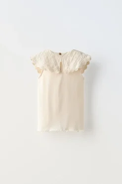 Niños ZARA 1½ - 6 Años·Camisetas|6 - 18 Meses·Camisetas<CAMISETA CUELLO LAZO BORDADO