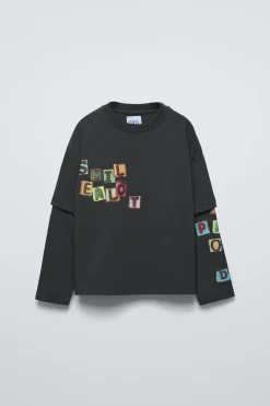 Niños ZARA 6 - 14 Años·Camisetas<CAMISETA DOBLE MANGA ESTAMPADO LETRAS