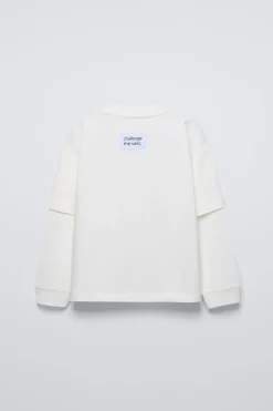 Niños ZARA 6 - 14 Años·Camisetas<CAMISETA DOBLE MANGA TEXTO