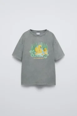 Niños ZARA 6 - 14 Años·Camisetas<CAMISETA EFECTO LAVADO PATITOS