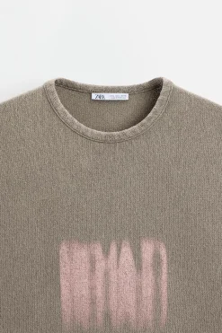 Best CAMISETA PUNTO ESTAMPADO LAVADO Hombre Jerséis / Chaquetas|Camisetas