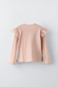 Niños ZARA 1½ - 6 Años·Camisetas|6 - 18 Meses·Camisetas<CAMISETA RIB BORDADOS VOLANTES