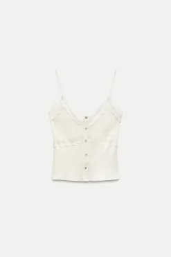 Sale CAMISETA RIB ENCAJE BOTONES Mujer Tops / Bodies