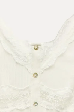 Sale CAMISETA RIB ENCAJE BOTONES Mujer Tops / Bodies