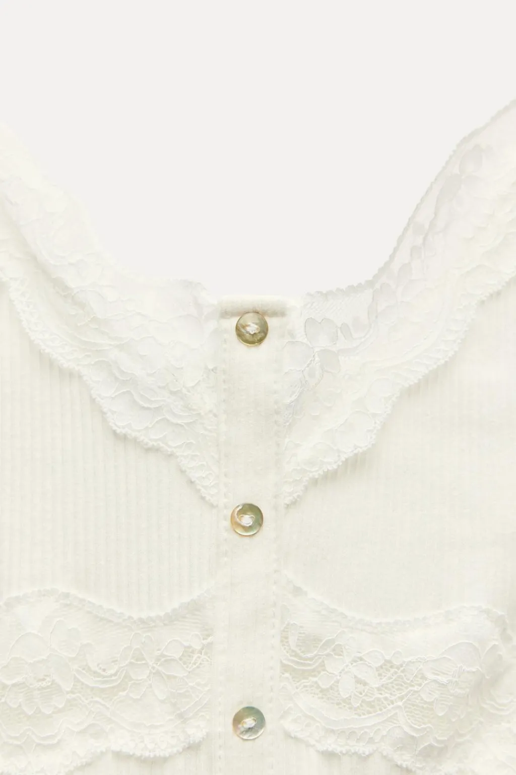 Sale CAMISETA RIB ENCAJE BOTONES Mujer Tops / Bodies