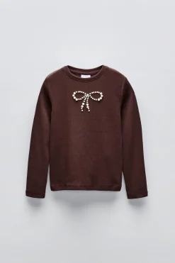 Niños ZARA 6 - 14 Años·Camisetas<CAMISETA RIB LAZO PERLAS