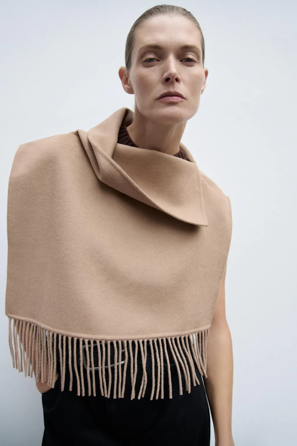 Online CAPA ASIMÉTRICA CON LANA FLECOS Mujer Abrigos / Anoraks|Chaquetas / Cazadoras