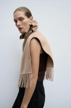 Online CAPA ASIMÉTRICA CON LANA FLECOS Mujer Abrigos / Anoraks|Chaquetas / Cazadoras