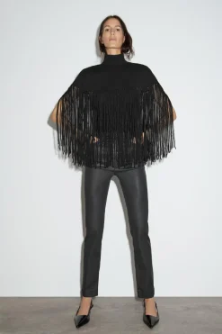 Fashion CAPA PUNTO CUELLO ALTO FLECOS Mujer Chaquetas / Cazadoras