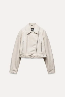 Best CAZADORA BIKER CROP EFECTO PIEL Mujer Chaquetas / Cazadoras