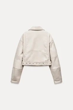 Best CAZADORA BIKER CROP EFECTO PIEL Mujer Chaquetas / Cazadoras