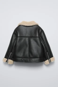 Niños ZARA 1½ - 6 Años·Abrigos|1½ - 6 Años·Abrigos<CAZADORA BIKER EFECTO PIEL BORREGUILLO