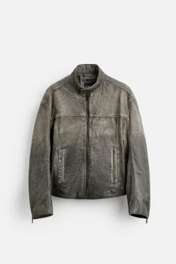Best CAZADORA BIKER PIEL LAVADA Hombre Piel