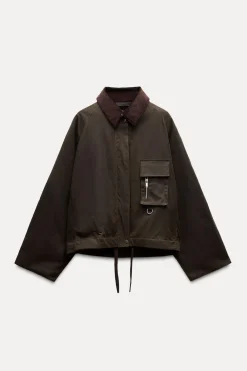 Clearance CAZADORA ENCERADA CUELLO PANA ZW COLLECTION Mujer Chaquetas / Cazadoras
