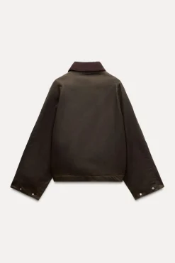 Clearance CAZADORA ENCERADA CUELLO PANA ZW COLLECTION Mujer Chaquetas / Cazadoras