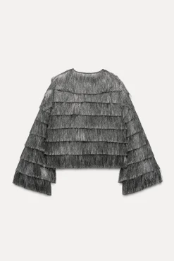 Clearance CAZADORA FLECOS HILO METALIZADO Mujer Chaquetas / Cazadoras