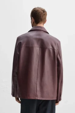 Clearance CAZADORA PIEL EFECTO VINTAGE Hombre Piel