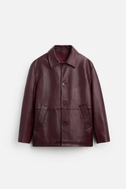 Clearance CAZADORA PIEL EFECTO VINTAGE Hombre Piel