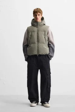 Fashion CHALECO ACOLCHADO ENGOMADO CAPUCHA Hombre Chalecos