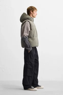 Fashion CHALECO ACOLCHADO ENGOMADO CAPUCHA Hombre Chalecos