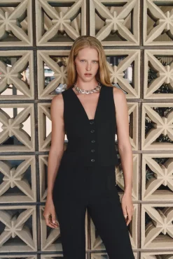 Online CHALECO CORTO CAZUELAS Mujer Blazers / Chalecos