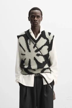 Outlet CHALECO INTARSIA FLORAL X NANUSHKA Hombre Jerséis / Chaquetas