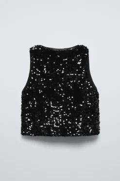 Niños ZARA 6 - 14 Años·Abrigos<CHALECO LENTEJUELAS
