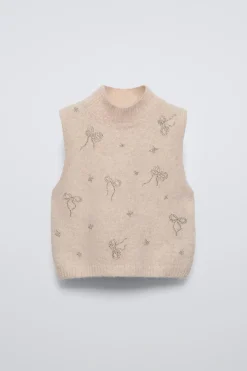 Niños ZARA 6 - 14 Años·Punto|6 - 14 Años·Total Look<CHALECO PUNTO ABALORIOS