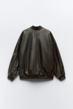 Hot CHAQUETA BOMBER OVERSIZE EFECTO PIEL DESGASTADA Mujer Chaquetas / Cazadoras