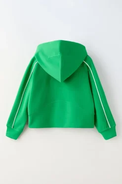Niños ZARA 6 - 14 Años·Sudaderas|6 - 14 Años·Deporte / Jogging<CHAQUETA CAPUCHA VIVOS CONTRASTE CROP FIT