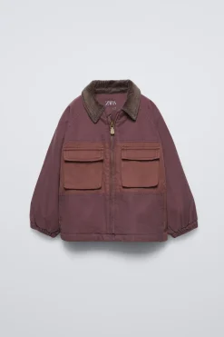 Niños ZARA 1½ - 6 Años·Abrigos|6 - 18 Meses·Abrigos / Buzos<CHAQUETA COMBINADA BOLSILLOS