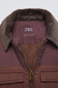 Niños ZARA 1½ - 6 Años·Abrigos|6 - 18 Meses·Abrigos / Buzos<CHAQUETA COMBINADA BOLSILLOS