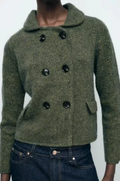 Best CHAQUETA CRUZADA CON LANA Mujer Cárdigan / Jerséis|Punto