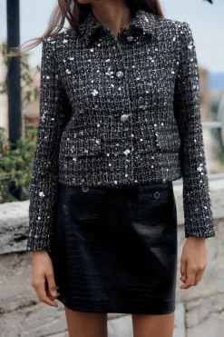 Sale CHAQUETA ESTRUCTURA LENTEJUELAS Mujer Chaquetas / Cazadoras