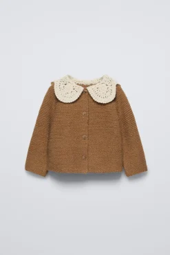 Niños ZARA 6 - 18 Meses·Punto<CHAQUETA PUNTO CUELLO CROCHET