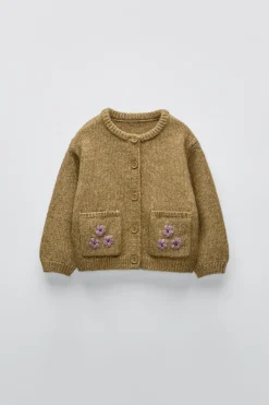 Niños ZARA 1½ - 6 Años·Punto|6 - 18 Meses·Punto<CHAQUETA PUNTO FLORES BORDADAS