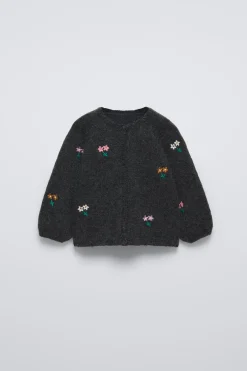 Niños ZARA 6 - 18 Meses·Conjuntos|6 - 18 Meses·Punto<CHAQUETA PUNTO FLORES BORDADAS