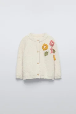 Niños ZARA 6 - 18 Meses·Punto<CHAQUETA PUNTO FLORES BORDADAS