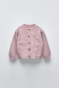 Niños ZARA 1½ - 6 Años·Punto|6 - 18 Meses·Punto<CHAQUETA PUNTO FLORES BORDADAS