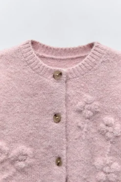 Niños ZARA 1½ - 6 Años·Punto|6 - 18 Meses·Punto<CHAQUETA PUNTO FLORES BORDADAS