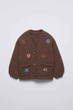 Niños ZARA 1½ - 6 Años·Punto|6 - 18 Meses·Punto<CHAQUETA PUNTO FLORES BORDADAS