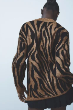 Sale CHAQUETA PUNTO JACQUARD ANIMAL Mujer Cárdigan / Jerséis|Punto