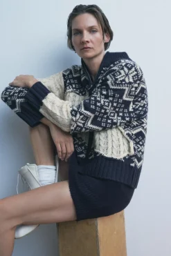 Best CHAQUETA PUNTO JACQUARD OCHOS Mujer Cárdigan / Jerséis|Punto