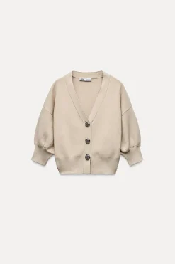Best CHAQUETA PUNTO LISO BOTÓN FLOR Mujer Cárdigan / Jerséis|Punto