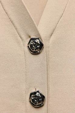 Best CHAQUETA PUNTO LISO BOTÓN FLOR Mujer Cárdigan / Jerséis|Punto