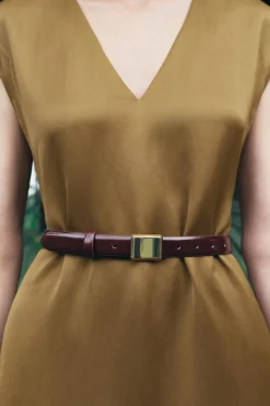 Best CINTURÓN FINO PIEL HEBILLA CUADRADA Mujer Accesorios / Bisuteria